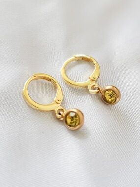 5 for $25 Tiny Crystal Charm Earrings Gold Huggie Hoops Rhinestone Diamond …